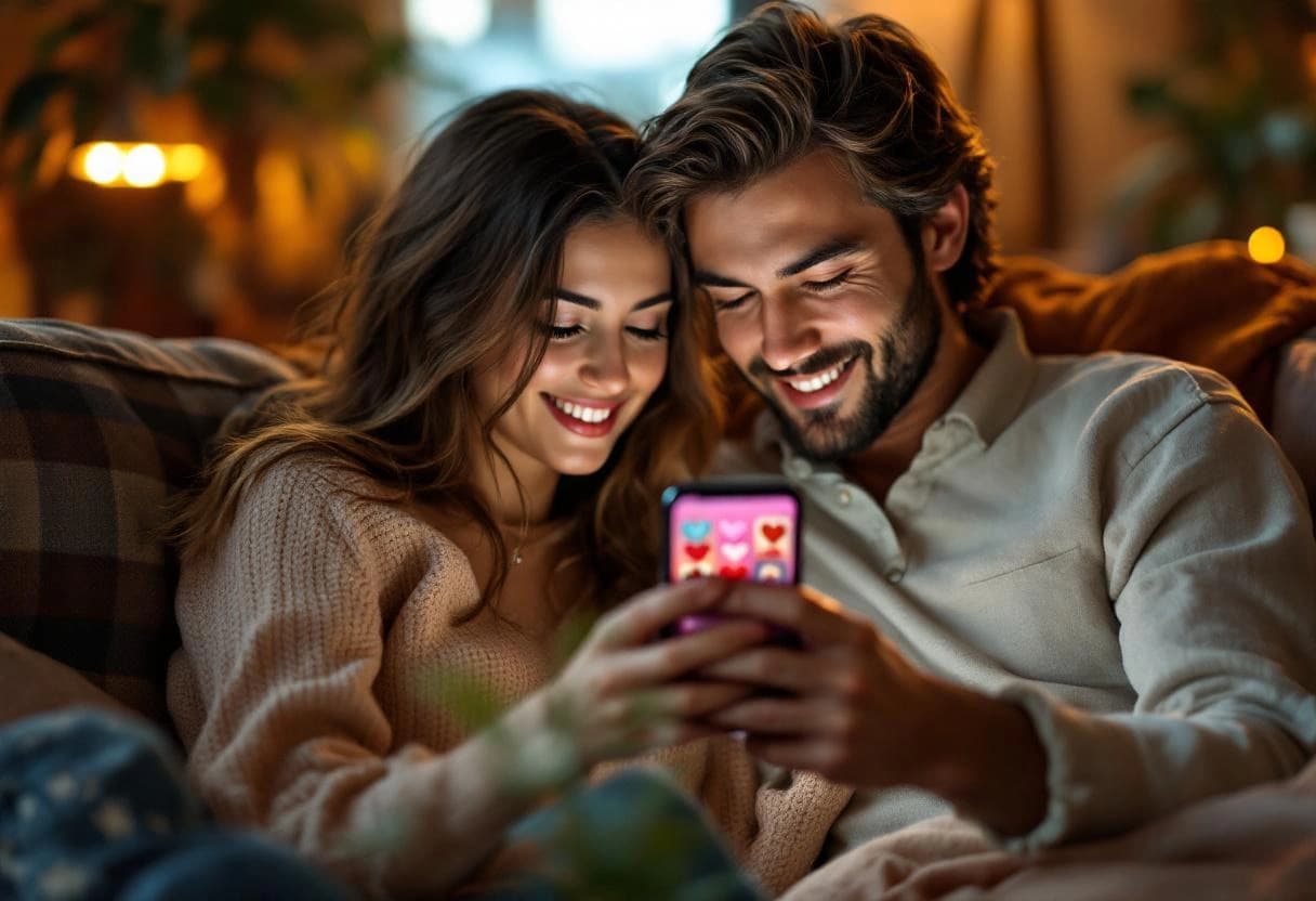 Couple using a relationship app together