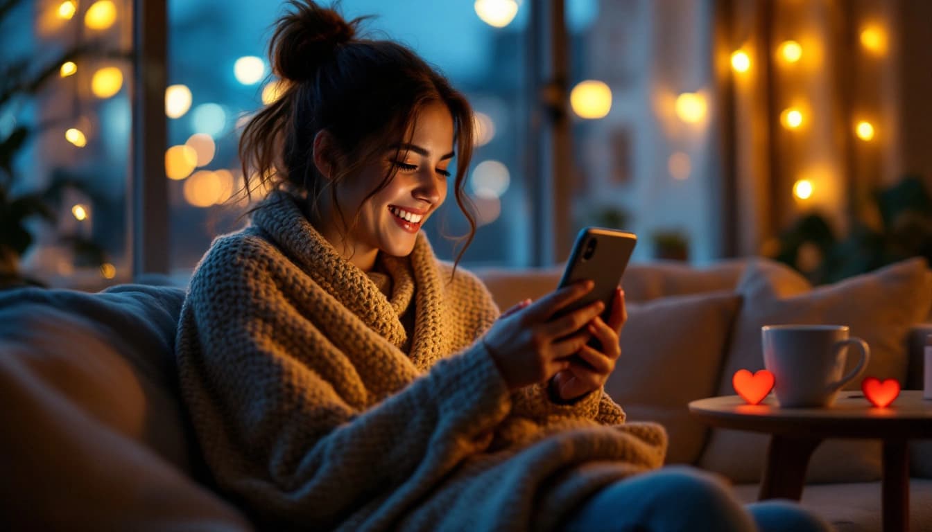 A couple on a video call at night, keeping romance alive in a long-distance relationship